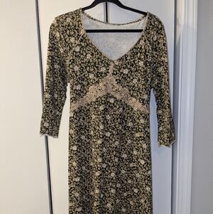 Floral Lace Trim Dress